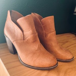 Brown leather booties